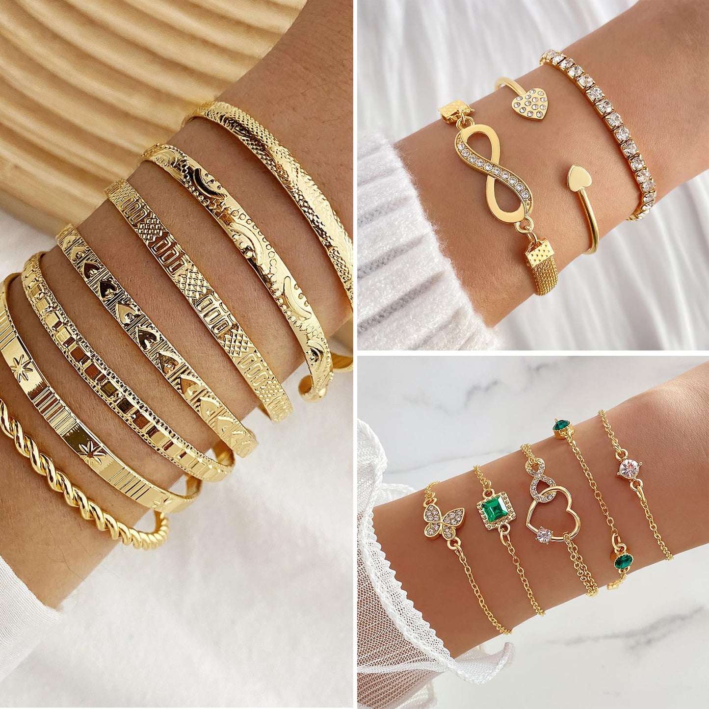 Women's Accessories - 36-Piece Gold Plated Jewelry Set Necklaces Bracelets Earrings Rings Gift