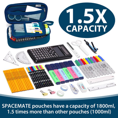 Large Pencil Case 1800ml - Heavy Duty Canvas School Supplies Organizer for Kids Students