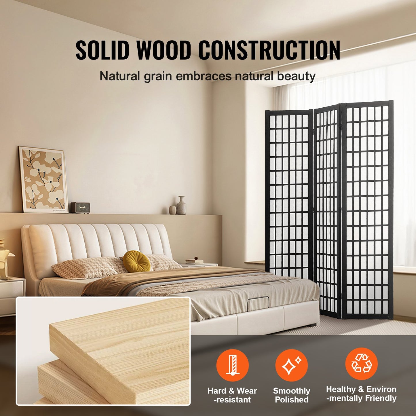 Room Divider, 3 Panel Japanese Room Divider, Wood Folding Privacy Screen Indoor, Japanese Partition Dividers Portable Decoration Screens, For Room Separation Home Office Restaurant & Bedroom