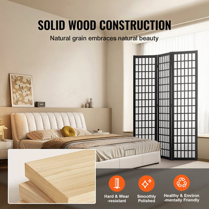 Room Divider, 3 Panel Japanese Room Divider, Wood Folding Privacy Screen Indoor, Japanese Partition Dividers Portable Decoration Screens, For Room Separation Home Office Restaurant & Bedroom