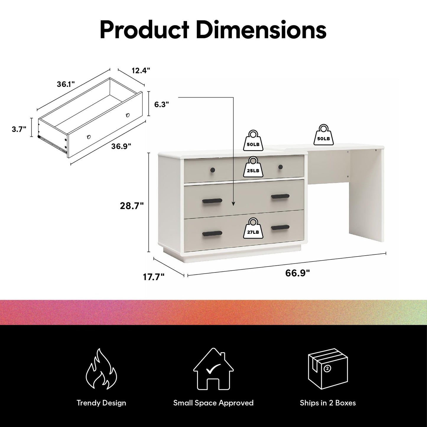 Valencia 3 Drawer Dresser And Desk