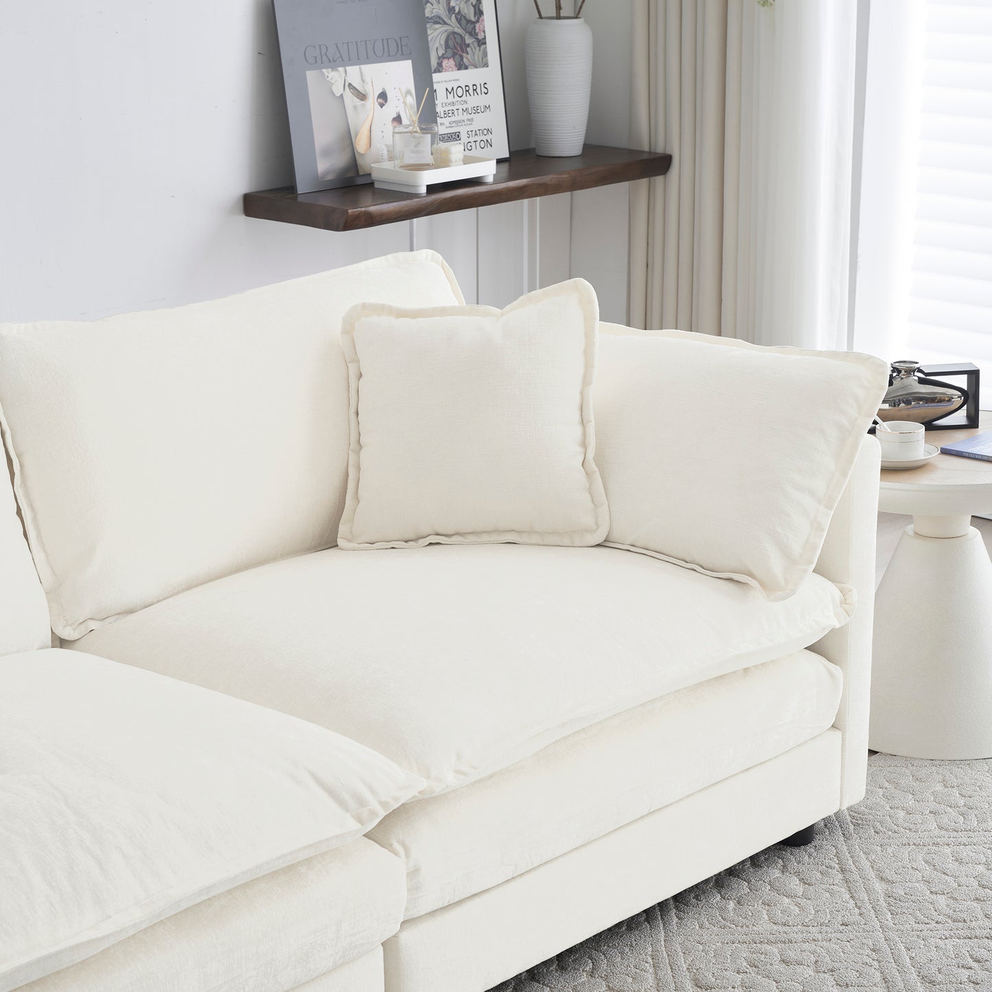 3-Piece Upholstered Sofa, Living Room Sectional Sofa Set Modern Sofa Couches Set , Deep Seat Sofa For Living Room Apartment, 1-3 Seat White