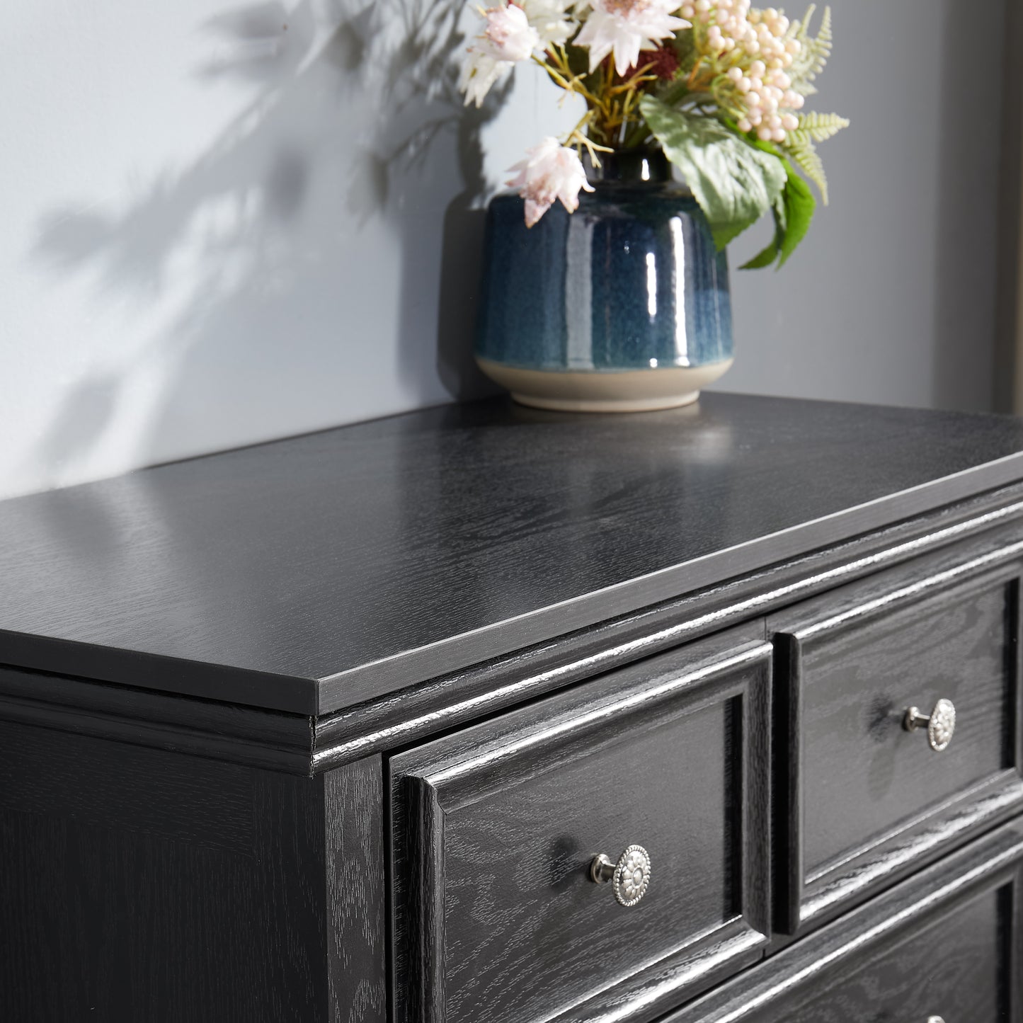 Modern 6 Drawers Dresser 6 Drawers Cabinet,Chest Of Drawers Closet Organizers And Storage Clothes Storage Drawers Cabinet For Living Room, Farmhouse Dresser Organizer Black