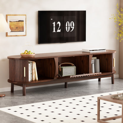 Modern Farmhouse TV Stand For 75 TVs, Wood Entertainment Center With Storage Cabinet, TV Console Table For Living Room, Bedroom