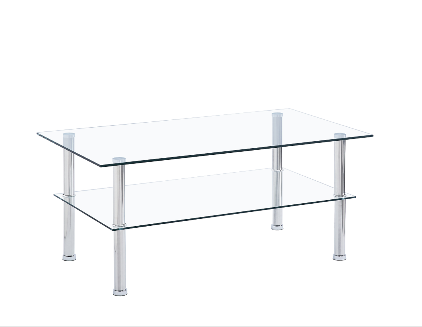 2-Layer Space Coffee Table ,Modern Sofa Table With Storage Shelve For Living Room
