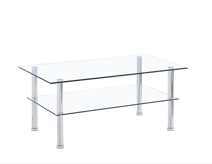 2-Layer Space Coffee Table ,Modern Sofa Table With Storage Shelve For Living Room