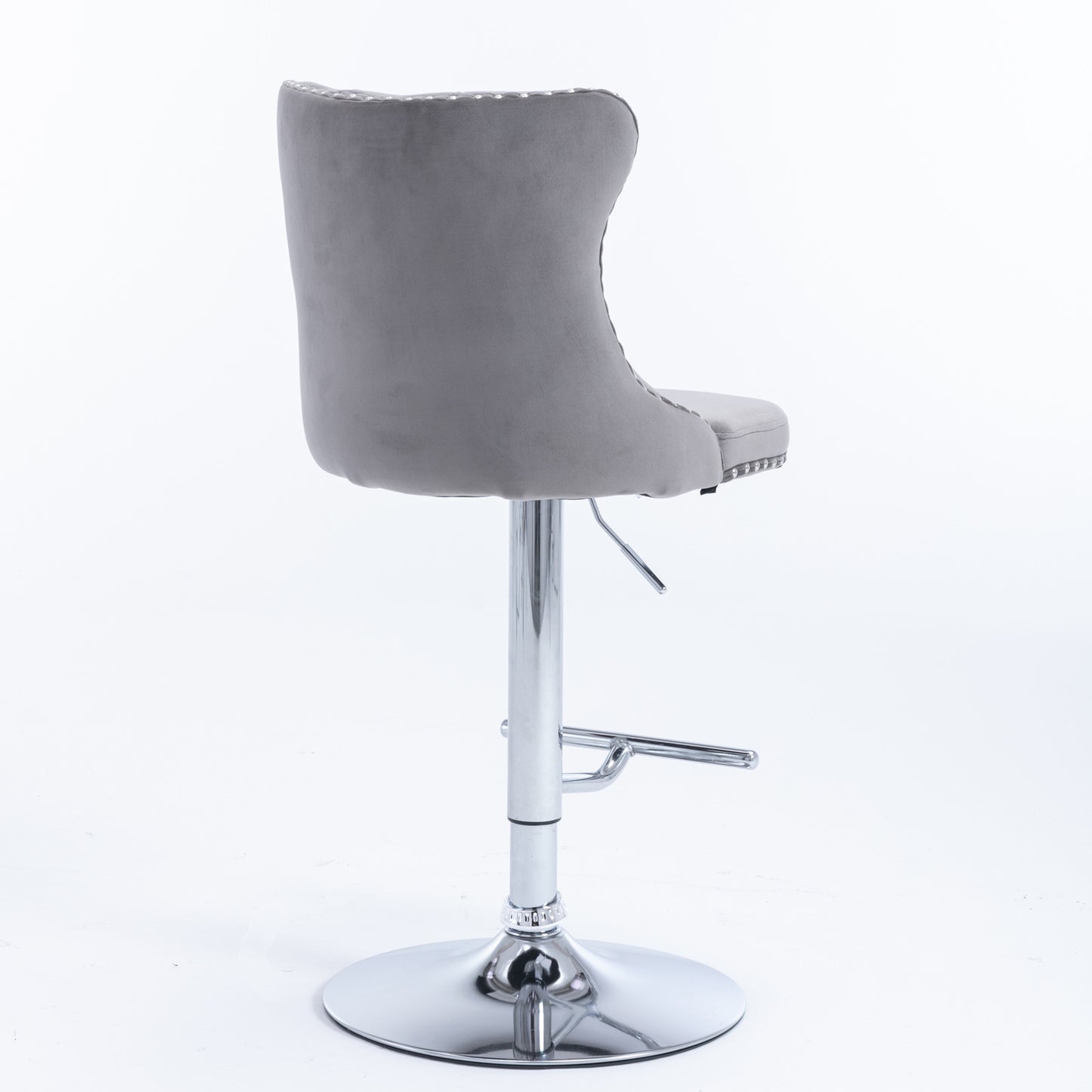 Swivel Velvet Barstools Adjusatble Seat Height From 25-33 Inch, Chrome Base Bar Stools With Backs Comfortable Tufted For Home Pub And Kitchen Island,Set Of 2,  AS1712GY, Gray