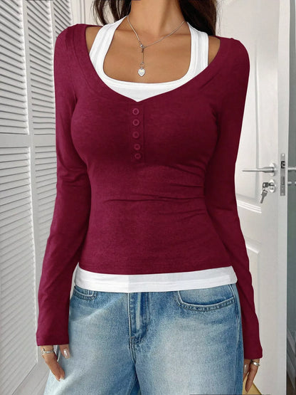 Scoop Neck Long Sleeve T-Shirt