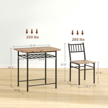 3-Piece Small Dining Table Set for 2