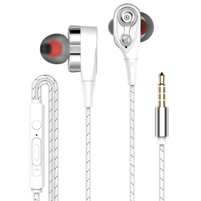 Dual Drive Stereo Wired Earphone In ear Headset Earbuds Bass Earphones For IPhone Samsung 3.5mm Sport Gaming Headset With Micoup