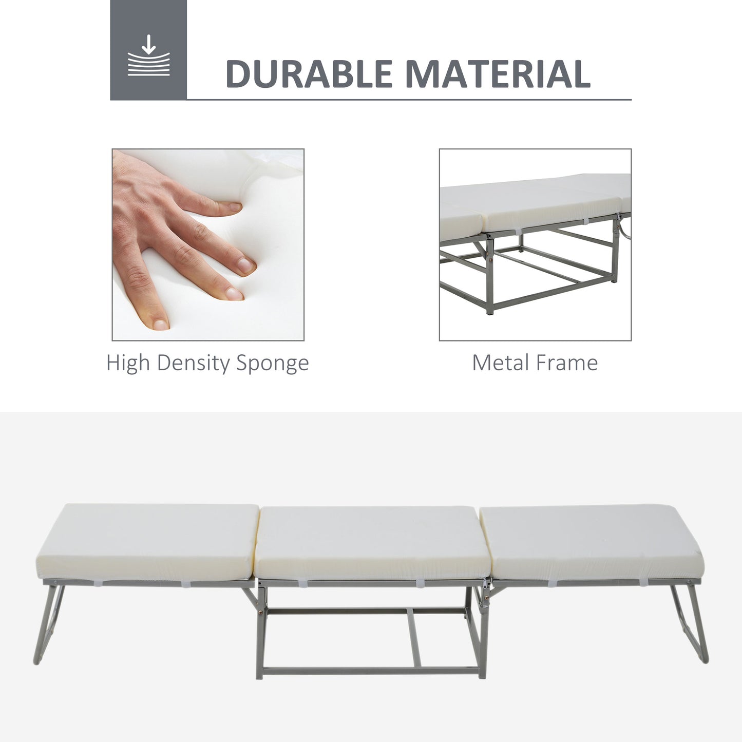 Convertible Ottoman, Guest Sleeper Bed, Gray