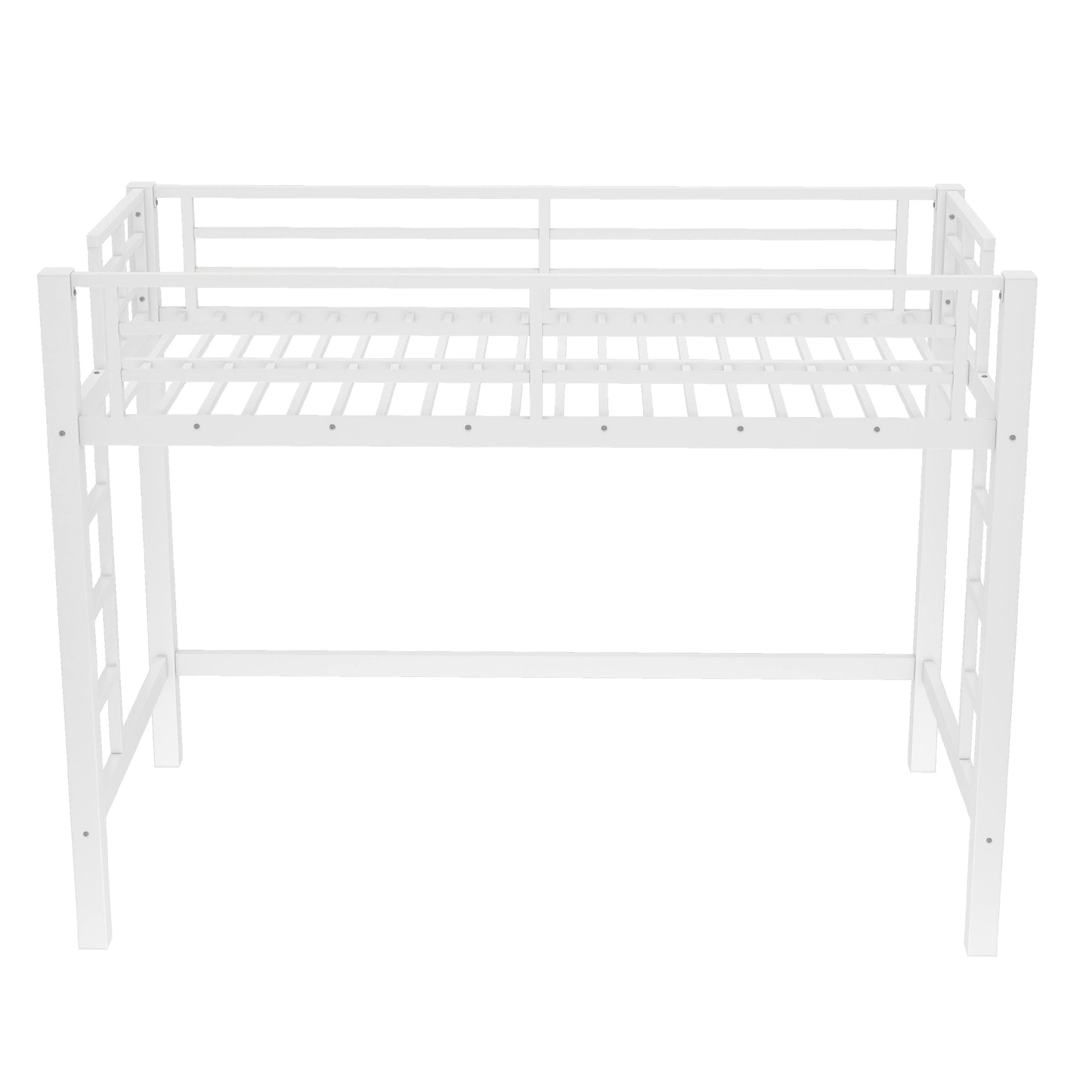 Twin XL Size Metal Loft Bed, Loft Bed With Easy Climbing Ladder And Guardrails , White