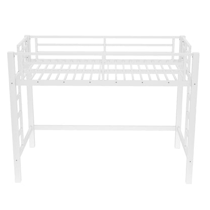 Twin XL Size Metal Loft Bed, Loft Bed With Easy Climbing Ladder And Guardrails , White