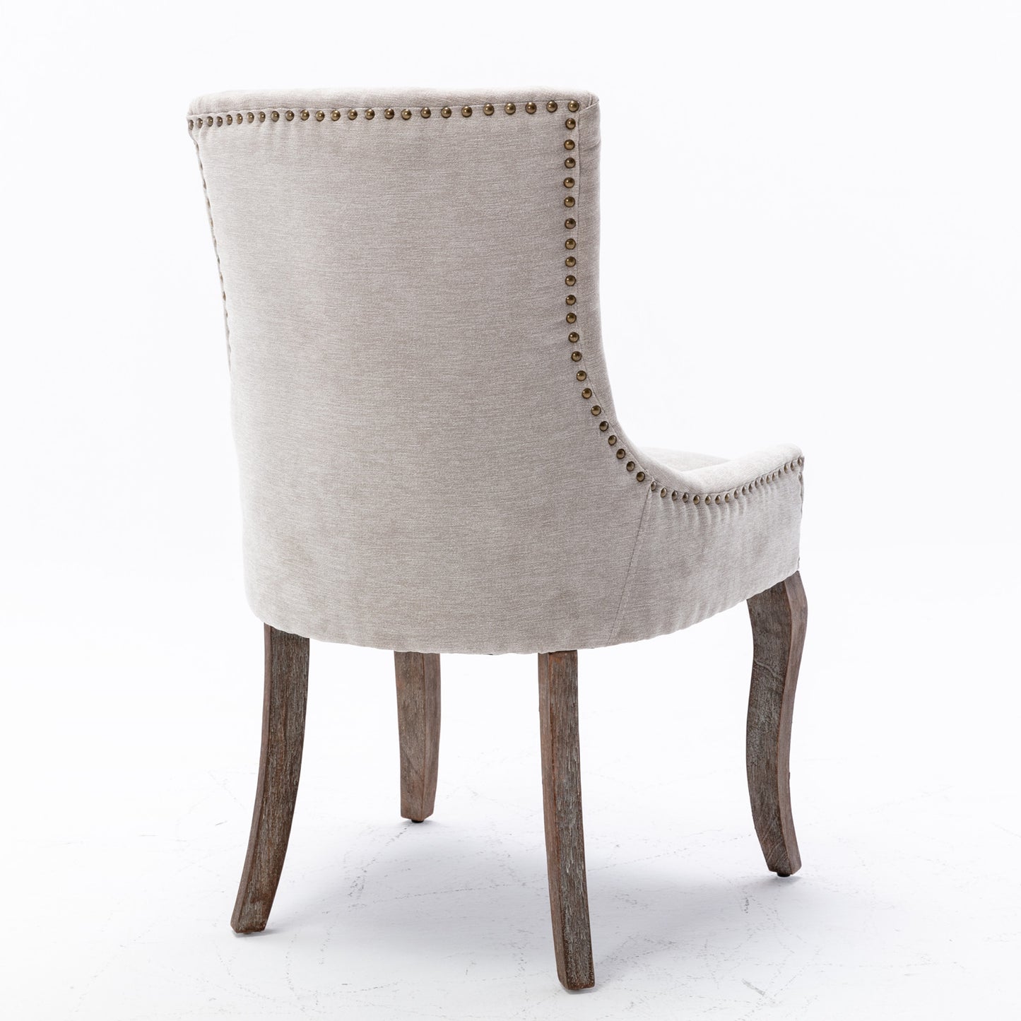 AA Furniture  Ultra Side Dining Chair  Thickened Fabric Chairs With Neutrally Toned Solid Wood Legs Bronze Nail Head  Set Of 2 Beige