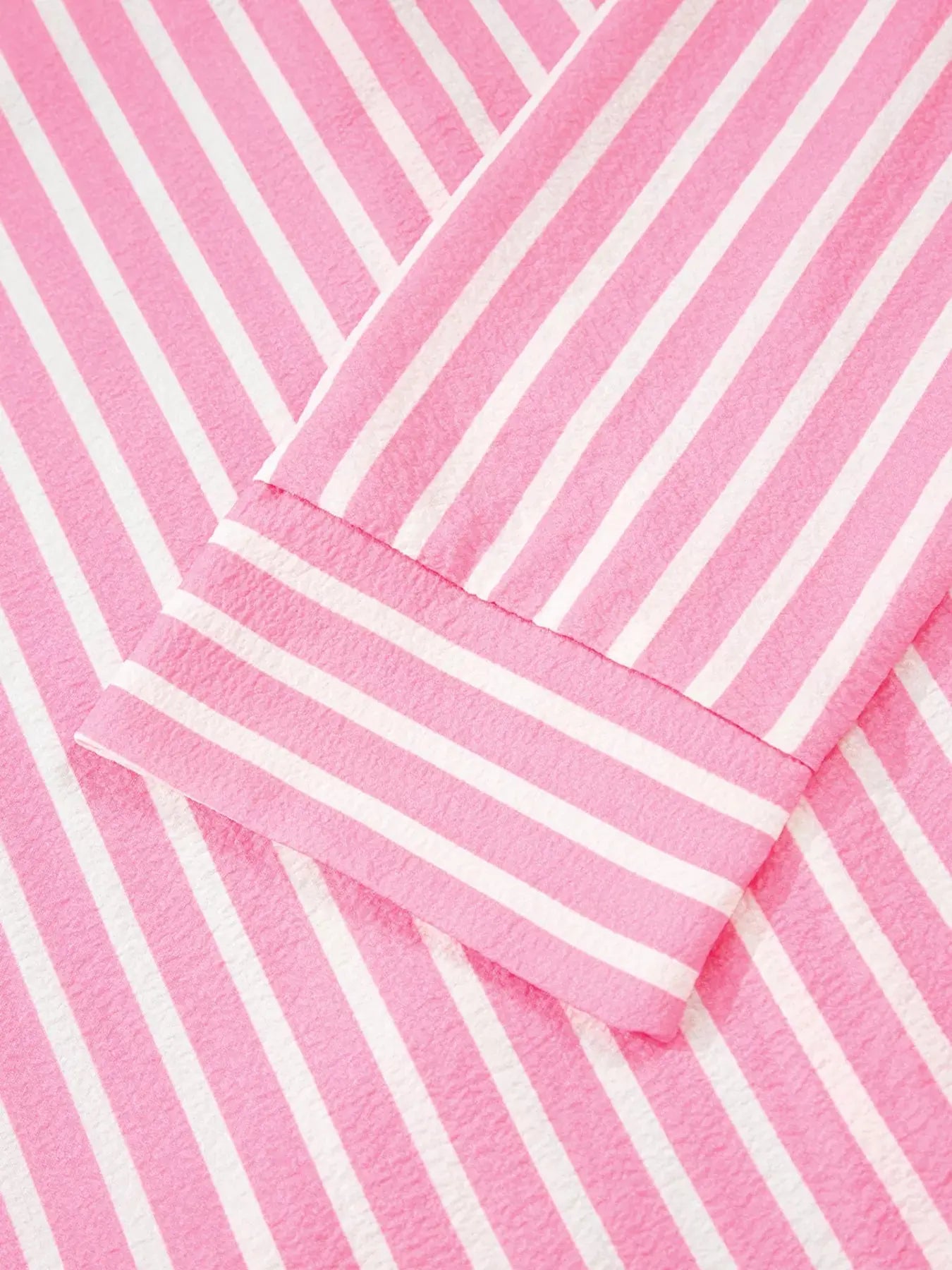 Stripe Buttoned Front Long Sleeve Top and Pants 2 Piece Sleepwear