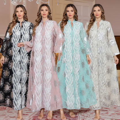 Muslim Embroidered  Dress Dubai Long Robe Arabic Women's Clothing