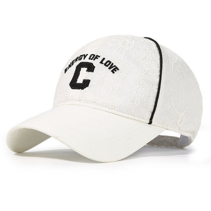 Lace Baseball Cap with Embroidered Letter