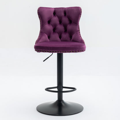 Swivel Velvet Barstools Adjusatble Seat Height From 25-33 Inch