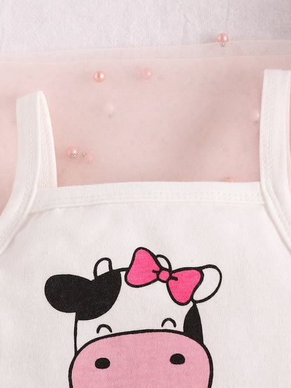 Children's Cow Print Tank Top & Shorts Set