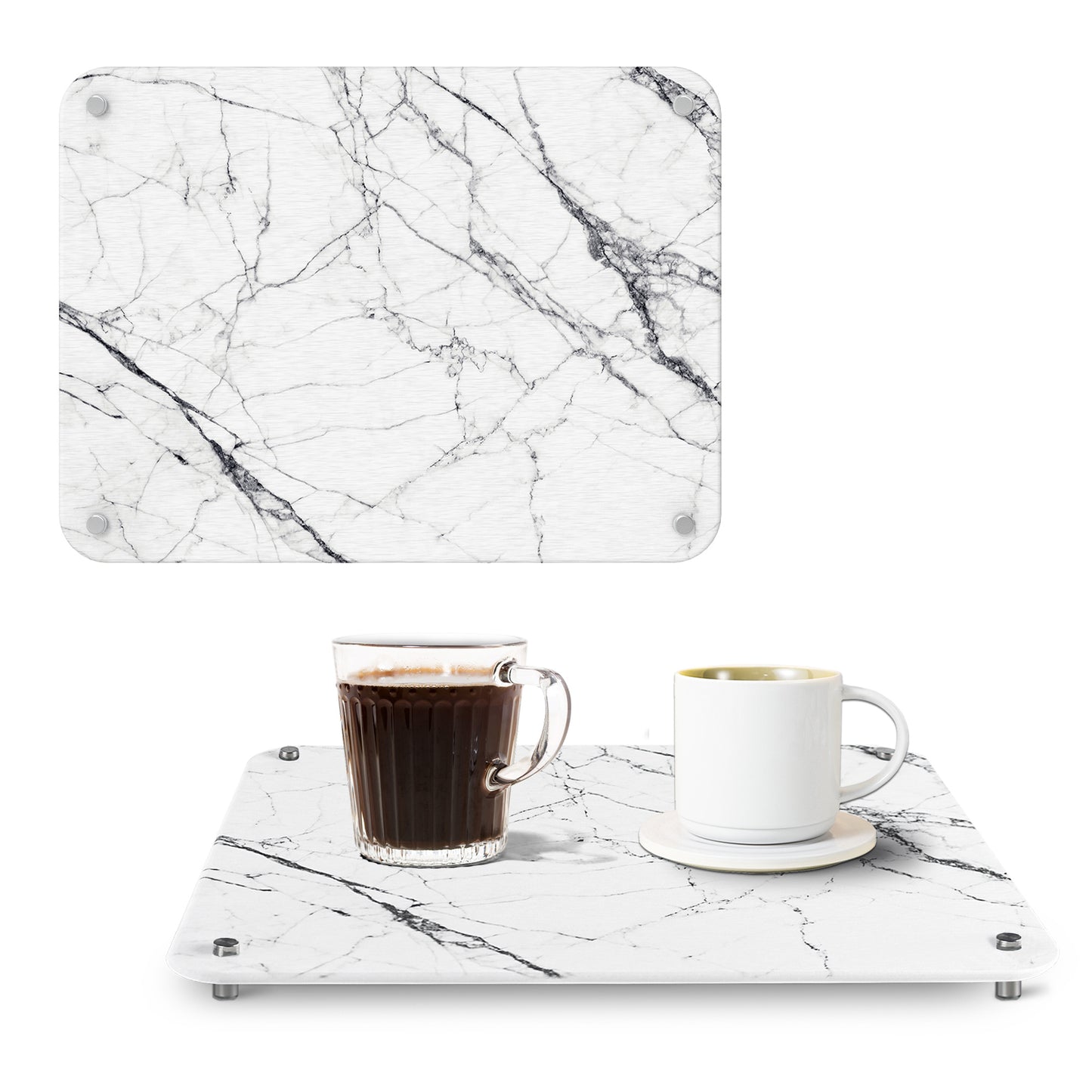 15.75 In. X 11.81 In. White Marble Look Stone Drying Mat For Kitchen, Water Absorbent Diatomaceous Stone Dish Drying Mat--Prohibited From Being Sold On Wayfair And Amazon Platforms