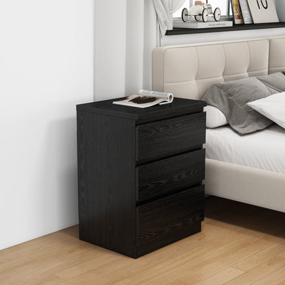 19.7-Inch Black Nightstand With 3 Drawers, Beside Table With Drawers Handle Free Design,Thickened Top Plate,Small Side Table Storage Cabinet 3 Drawer Night Stand For Bedroom,Living Room