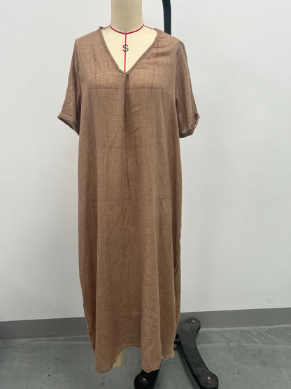 Full Size V-Neck Short Sleeve Midi Dress Plus Size