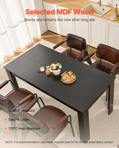 63in Rectangle Dining Table Wood Kitchen Table For 4-6 Person Black (Only Table)