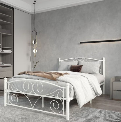 Full Size Unique Flower Sturdy System Metal Bed Frame With Headboard And Footboard