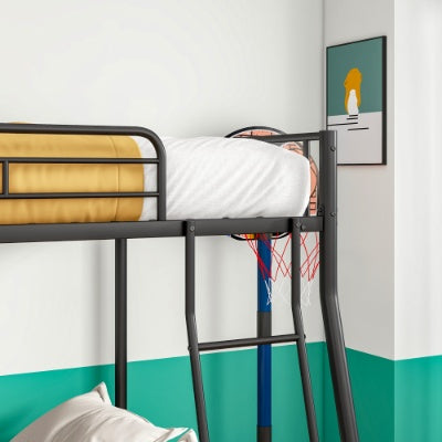 Heavy Duty Metal Bunk Bed Full Over Queen Bunk Bed Frame For Adults, Noise Free Frames, No Boxing Spring Needed