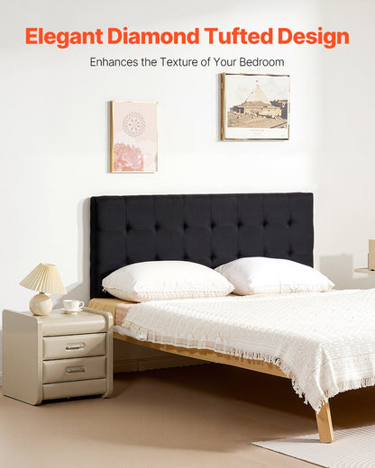 Headboard, Queen Size Headboard With Adjustable Height, Comfortable Diamond Tufted For Queen Size Bed, W62.2 X H(42.72-54.53) X D2.76 In, Ideal For Bedroom, Hotel, Homestay, Dormitory, Black