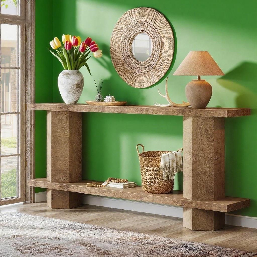 71-Inch Long Console Table For Entryway, Wooden Sofa Table Behind Couch, For Living Room