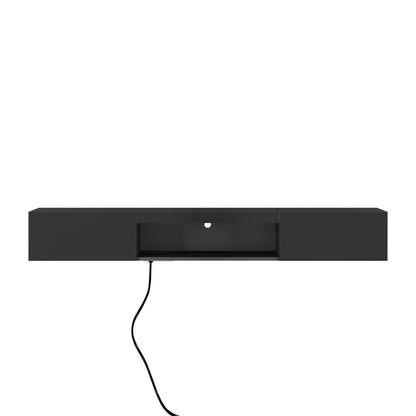 Floating TV Stand Wall Mounted With 16 Color LEDs Modern TV Stand, Floating TV Cabinet Entertainment Center For 55 60 65 Inch TV,Black