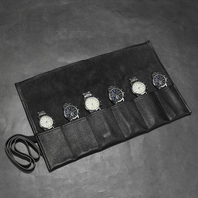 Watch Storage Bag Portable Foldable PU Watch Anti-Scratch Strap Watch Roll Case