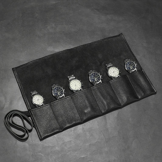 Watch Storage Bag Portable Foldable PU Watch Anti-Scratch Strap Watch Roll Case