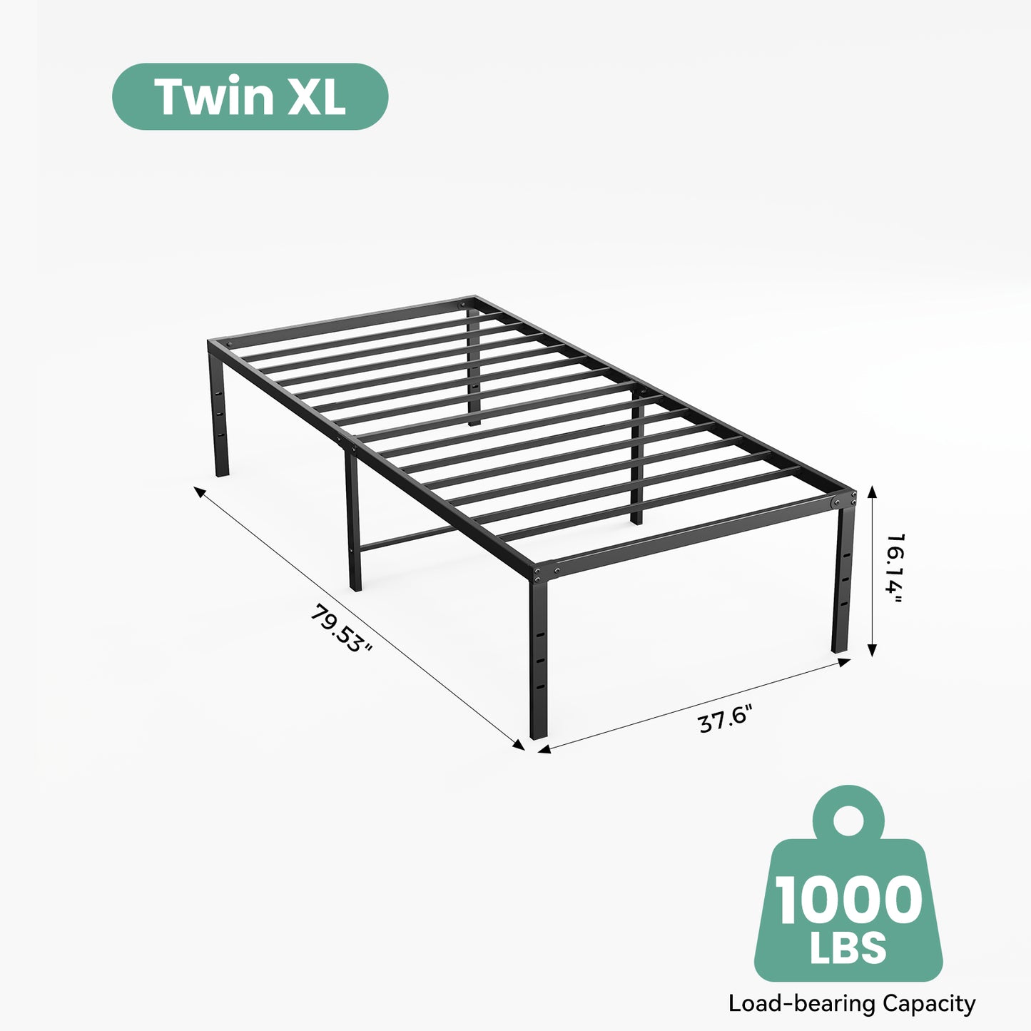 Sturdy And Durable Metal Base Frame, Noiseless Sturdy Steel Crossbars, Under-bed Storage Space, No Need For Box Springs
