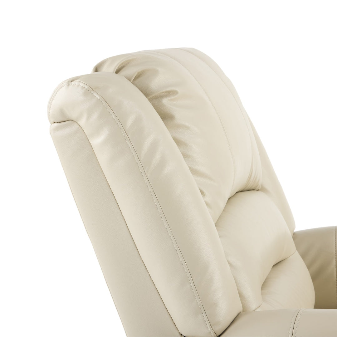 Power Lift Recliner Chair With Massage & Heat, Single Motor Lift Chair, Breathable PU Faux Leather, USB & Type-C, Side Pockets, Cream