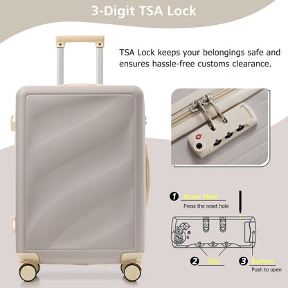 Luggage Set 3 Piece, Lightweight Durable ABS Suitcases With Spinner Wheels And TSA Lock, Carry-on & Checked Travel Luggage 20-24-28