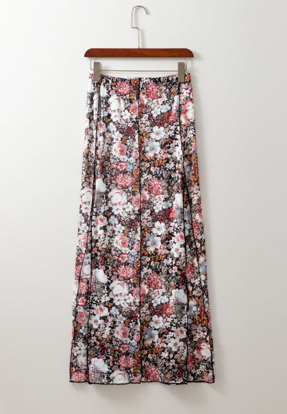 Floral Elastic Waist Maxi Skirt