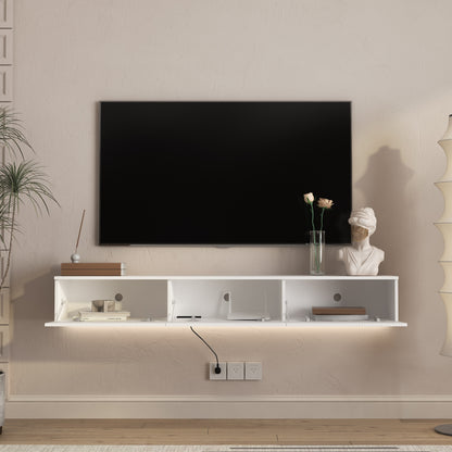Floating TV Stand Wall Mounted With 16 Color LEDs,65inch Modern TV Stand, Floating TV Cabinet Entertainment Center For 55 60 65 Inch TV