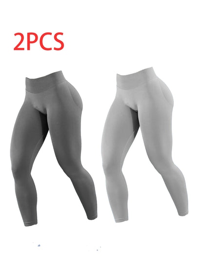 2pack Solid-color Yoga Exercise Leggings