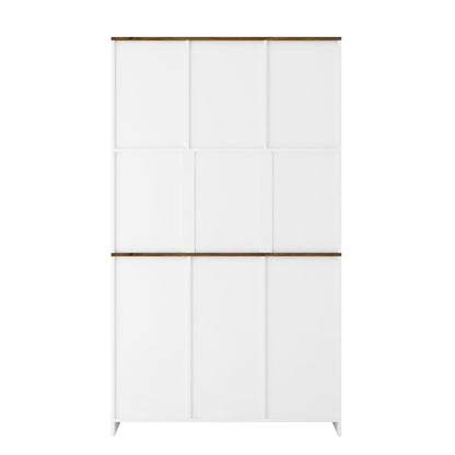 Farmhouse Bar Cabinet With Sliding Barn Door, Large Kitchen BuffetRustic Coffee Bar Sideboard Table,White