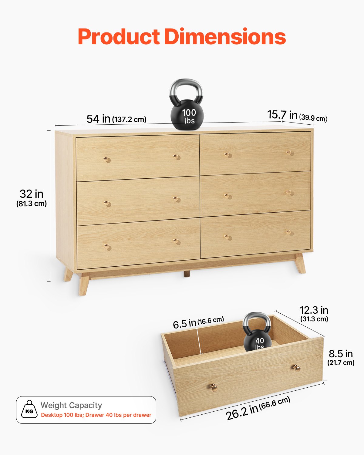 6 Drawer Dresser, Wooden Chest Of Drawers With Sliding With Anti-tip Device, Modern Minimalist Dresser Chest, Closet Storage Organizer For Living Room, Hallway, Bedroom, Entryway, Light Wood