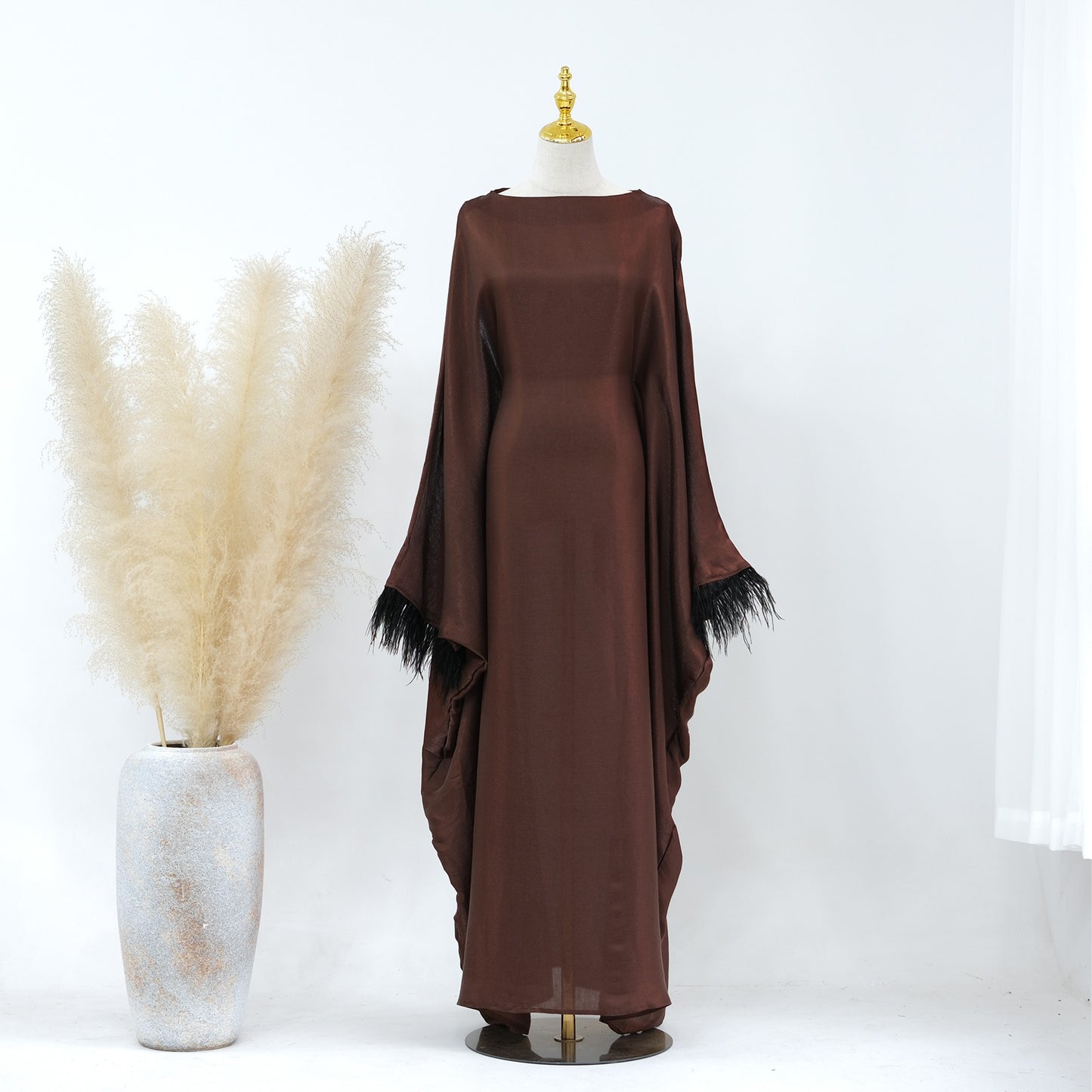 Dubai Spring/Summer Party Fur Sleeves Dress Robe