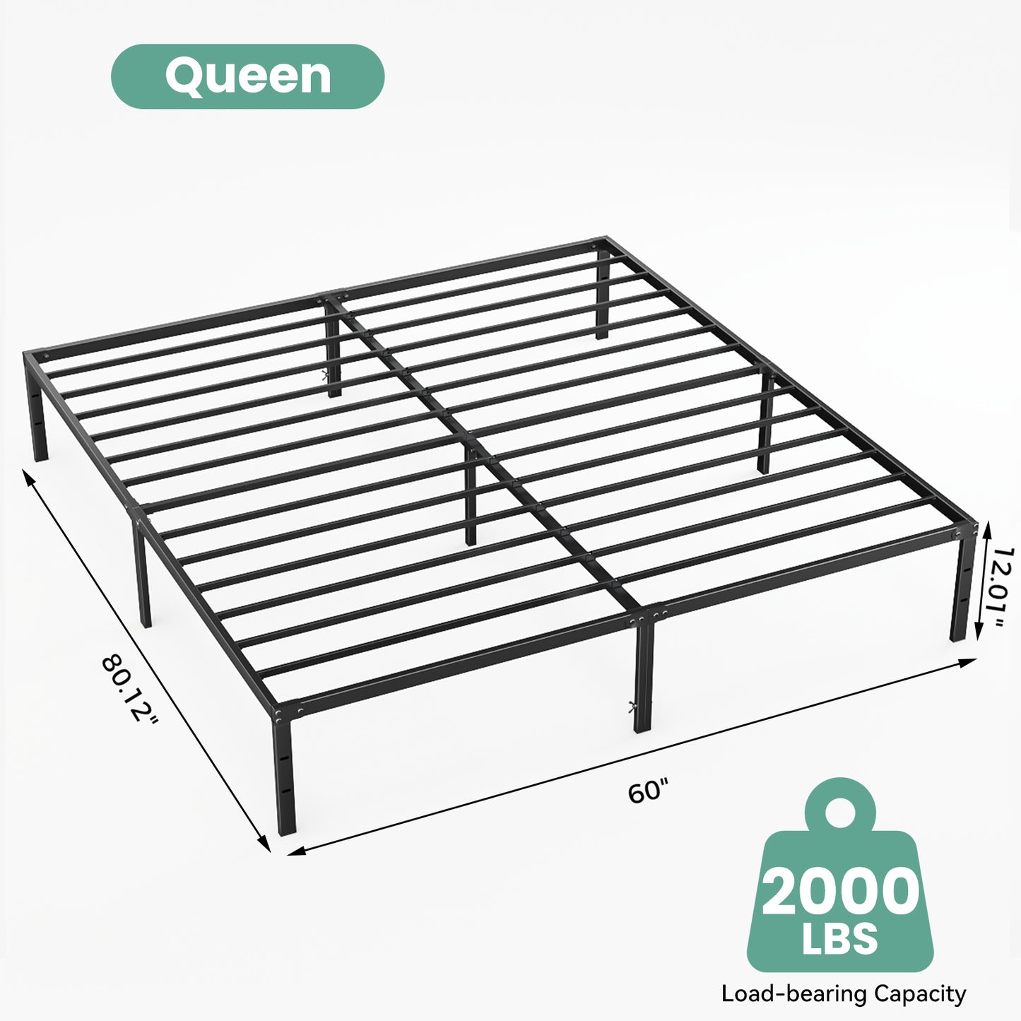 Sturdy And Durable Metal Base Frame, Noiseless Sturdy Steel Crossbars, Under-bed Storage Space, No Need For Box Springs