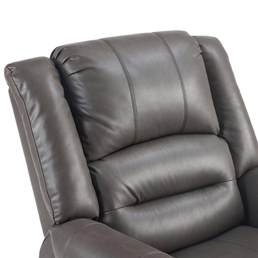 Power Lift Recliner Chair With Massage & Heat, Single Motor Lift Chair, Breathable PU Faux Leather, USB  Type-C, Side Pockets, Grey