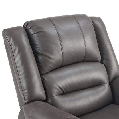 Power Lift Recliner Chair With Massage & Heat, Single Motor Lift Chair, Breathable PU Faux Leather, USB  Type-C, Side Pockets, Grey