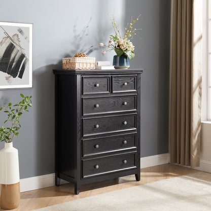 Modern 6 Drawers Dresser 6 Drawers Cabinet,Chest Of Drawers Closet Organizers And Storage Clothes Storage Drawers Cabinet For Living Room, Farmhouse Dresser Organizer Black