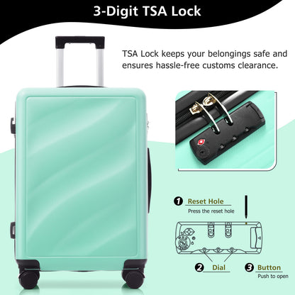 Luggage Set 3 Piece, Lightweight Durable ABS Suitcases With Spinner Wheels And TSA Lock, Carry-on & Checked Travel Luggage 20-24-28