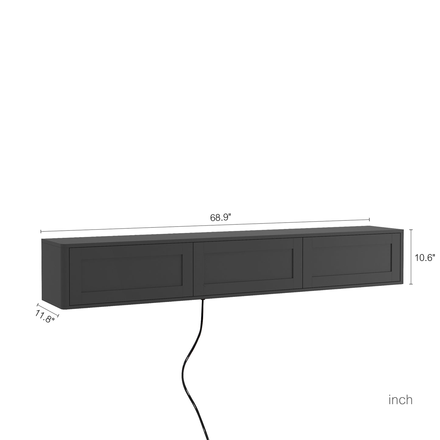 Floating TV Stand, Wall Mounted TV Shelf With Led Lights & Power Outlet,High Gloss TV Cabinet For Black Tv Stands For Living Room