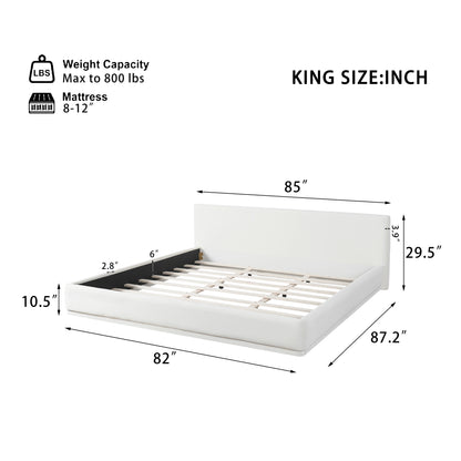 Soft And Comfortable Upholstered Bed. Luxurious And Cozy Bedroom Centerpiece, King Size, White